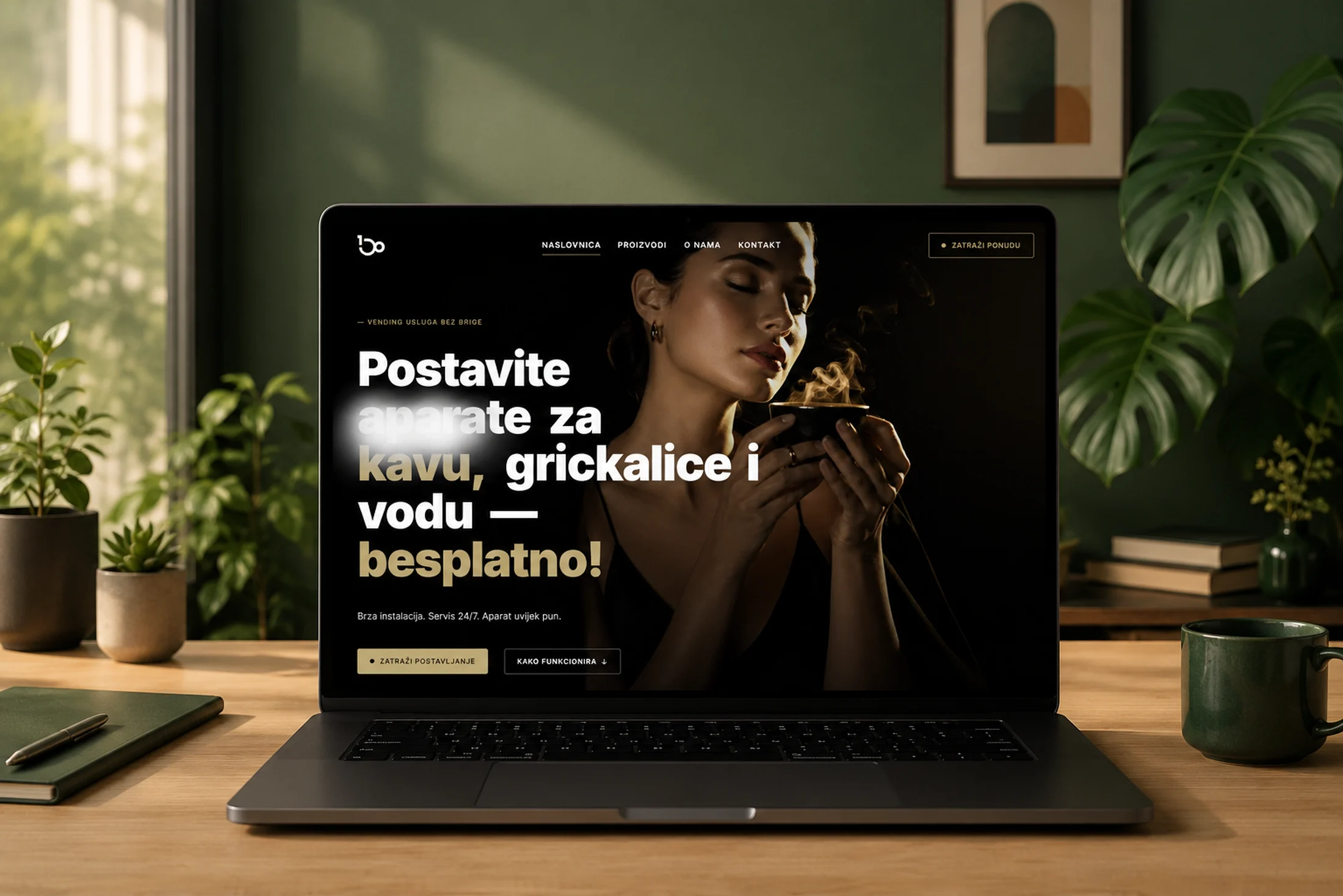 B100.hr — premium web stranica za vending uslugu, padel terene i uredsku opremu