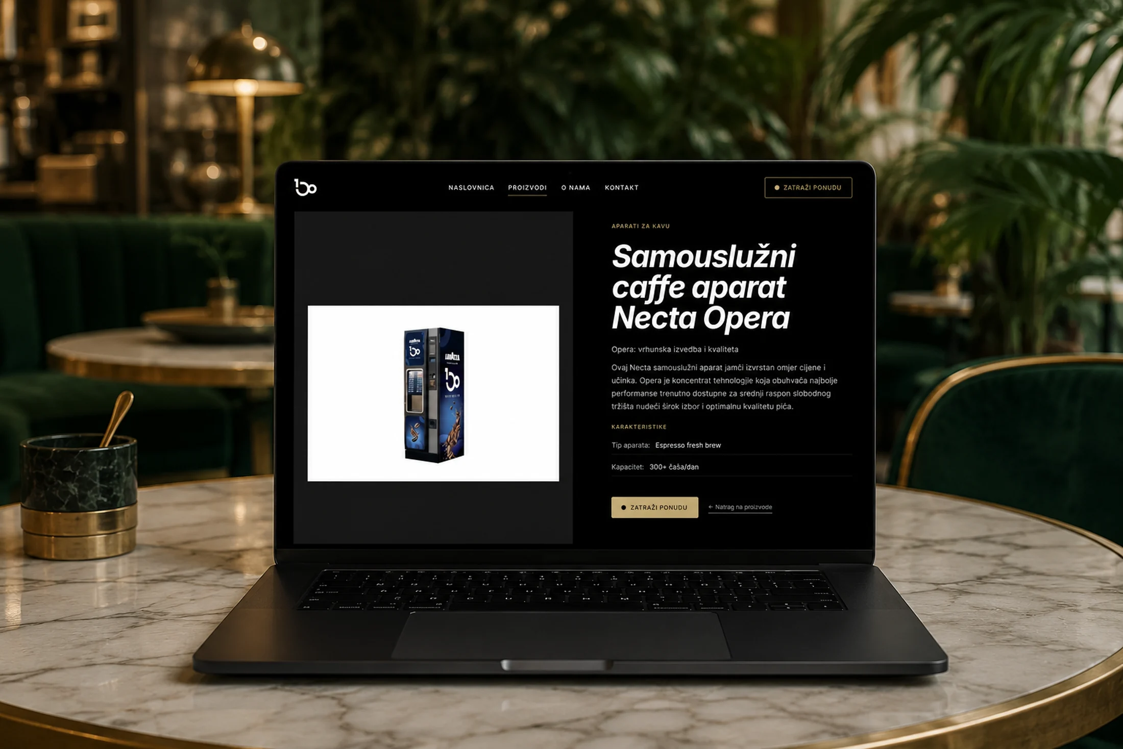 B100.hr — stranica proizvoda samouslužnog caffe aparata Necta Opera
