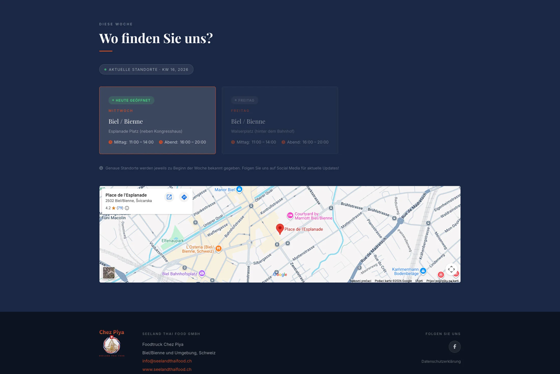Chez Piya – interaktivna karta lokacija food trucka