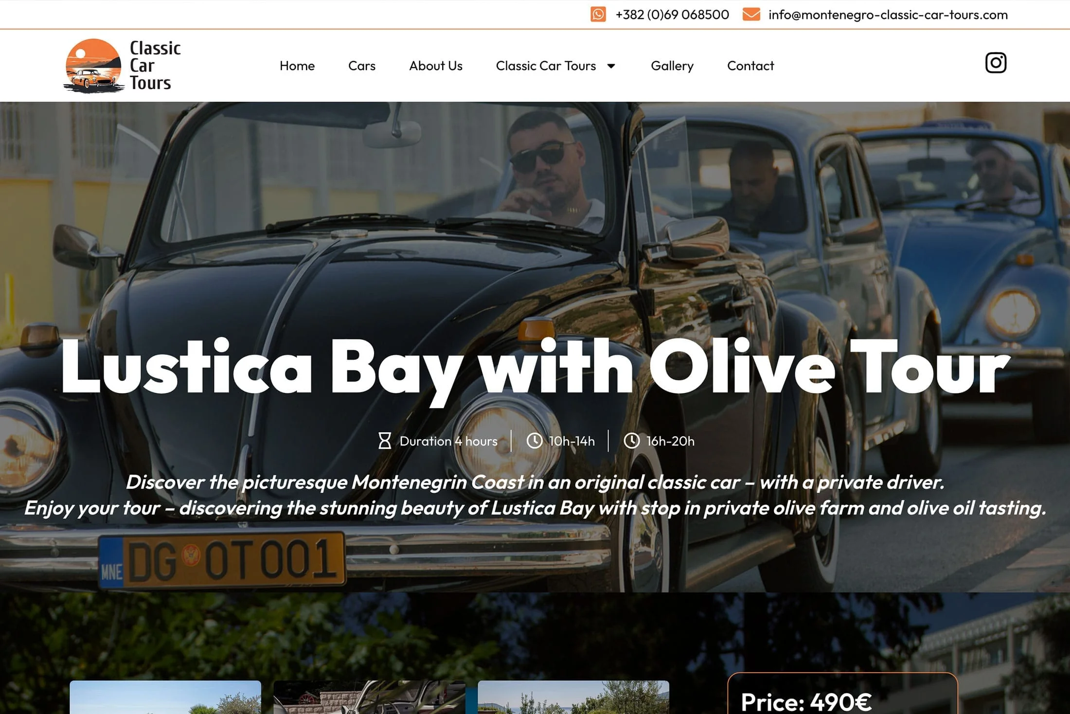 Montenegro Classic Car Tours web dizajn - slika 4