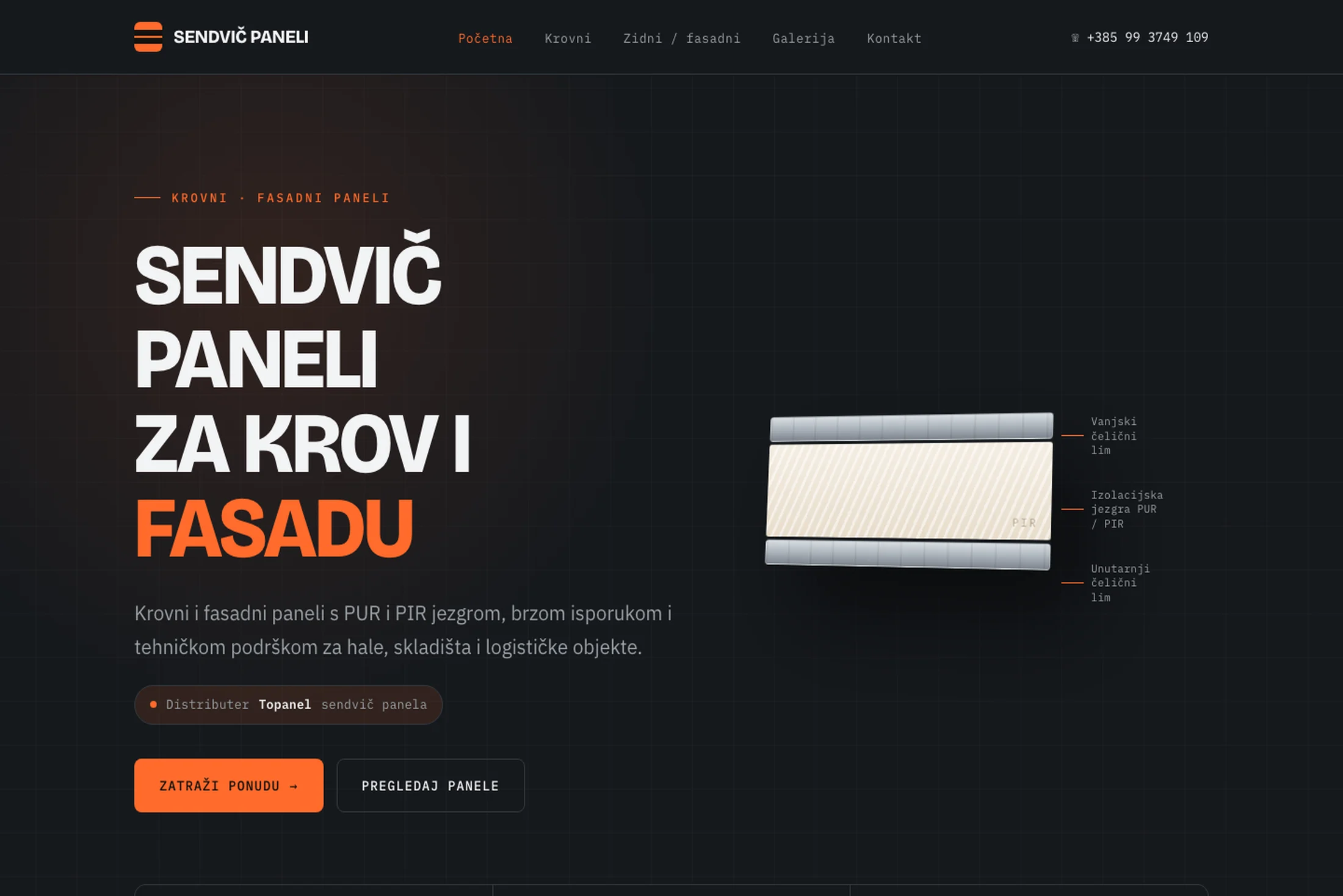 Sendvič-paneli.hr — web stranica za krovne i fasadne sendvič panele
