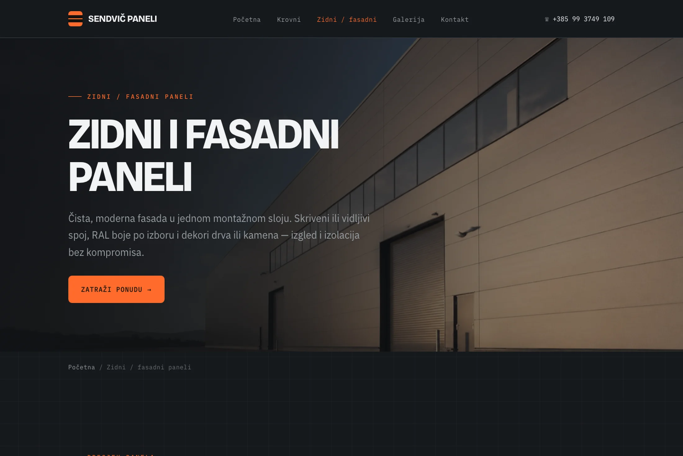 Sendvič-paneli.hr — detaljna stranica zidnih i fasadnih sendvič panela