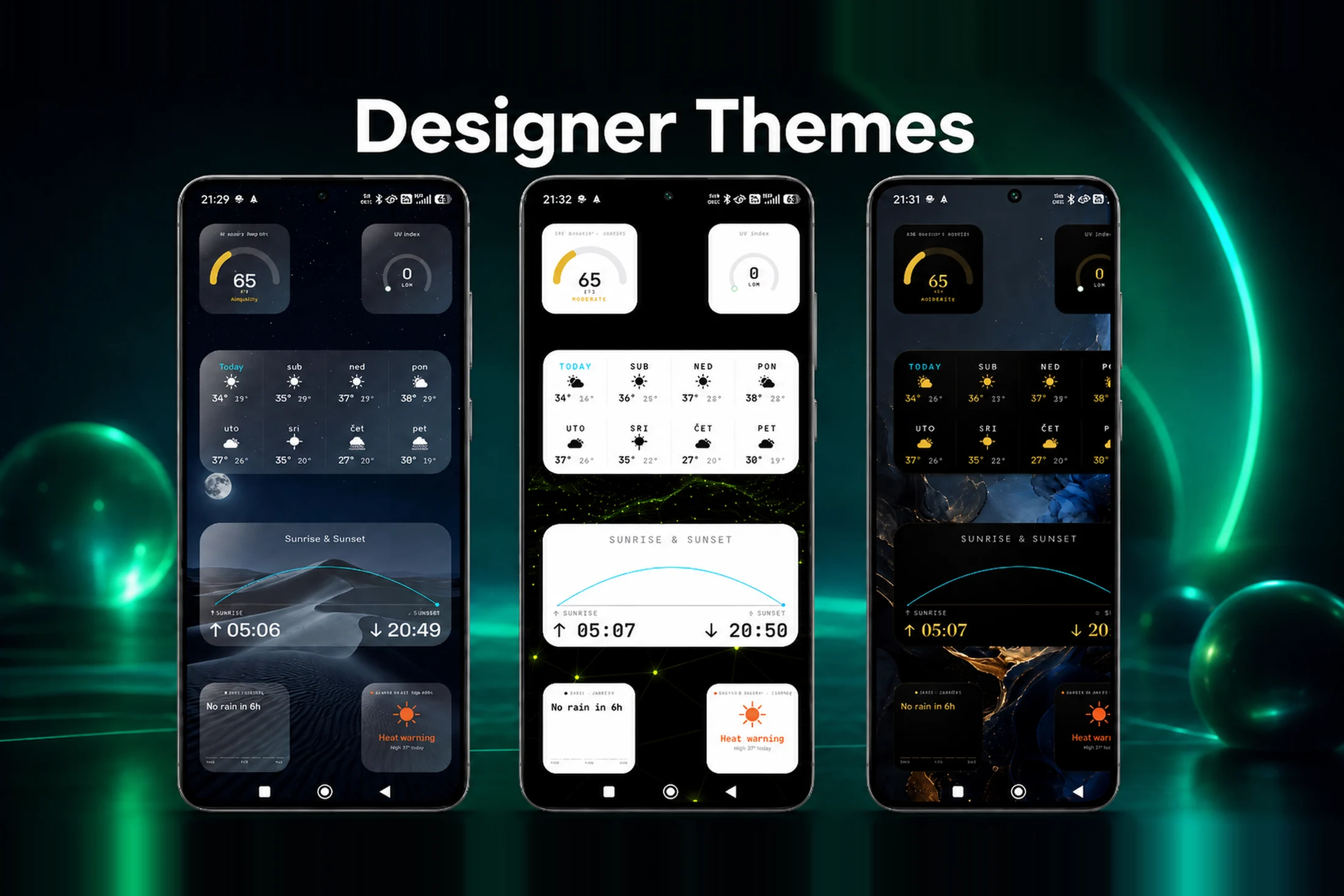 Widgnest — pet dizajnerskih tema za widgete: Glass, Neon, Material, Dark Luxe i Minimal